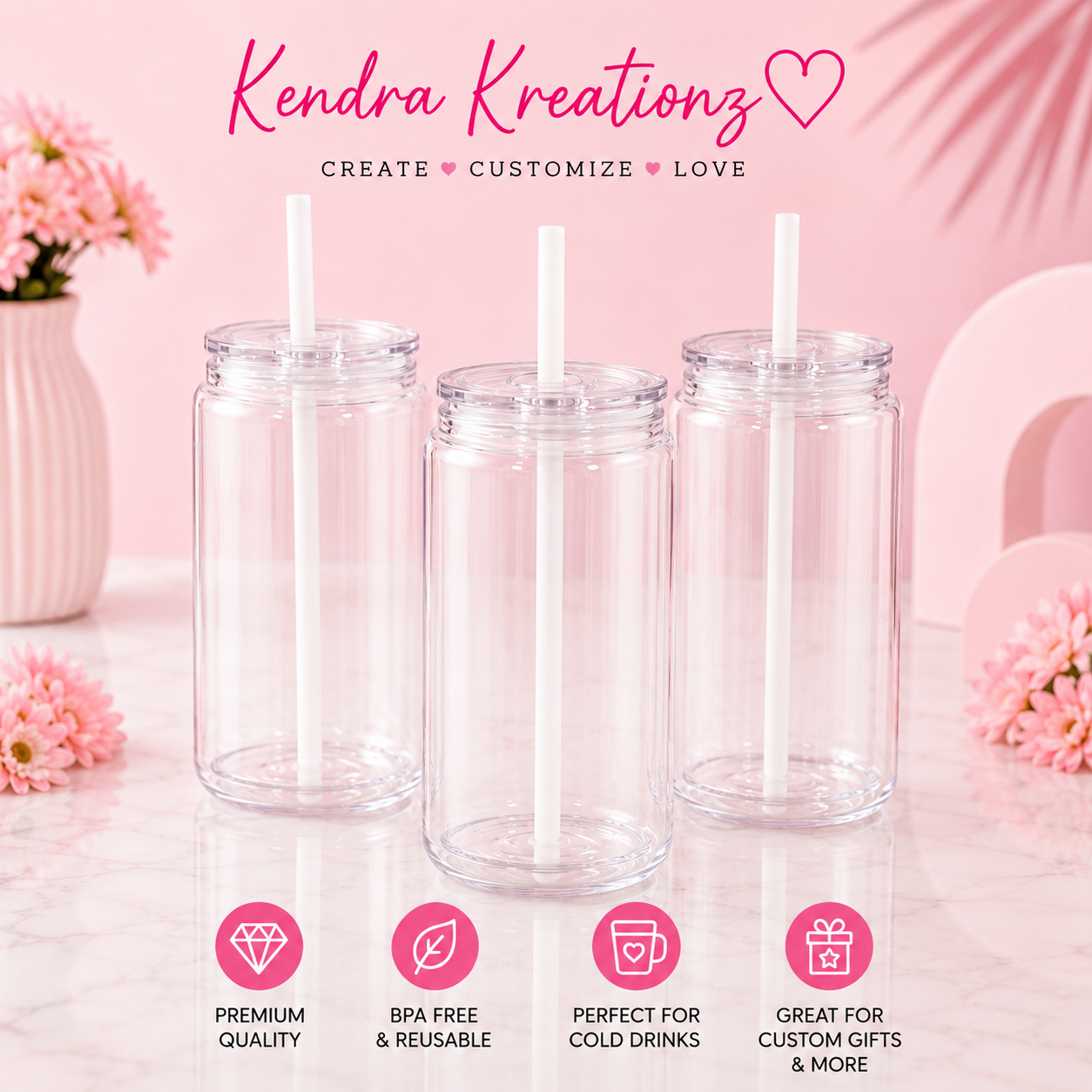 16oz Clear Acrylic Snow Globe