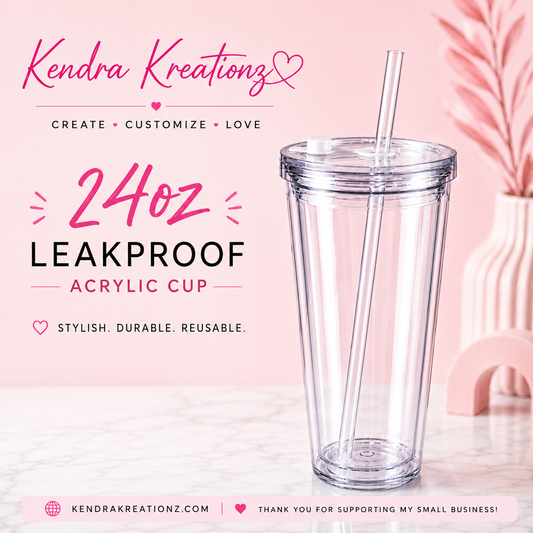 24oz Acrylic Clear Snow Globe Cup w/ Clear Leakproof Lid