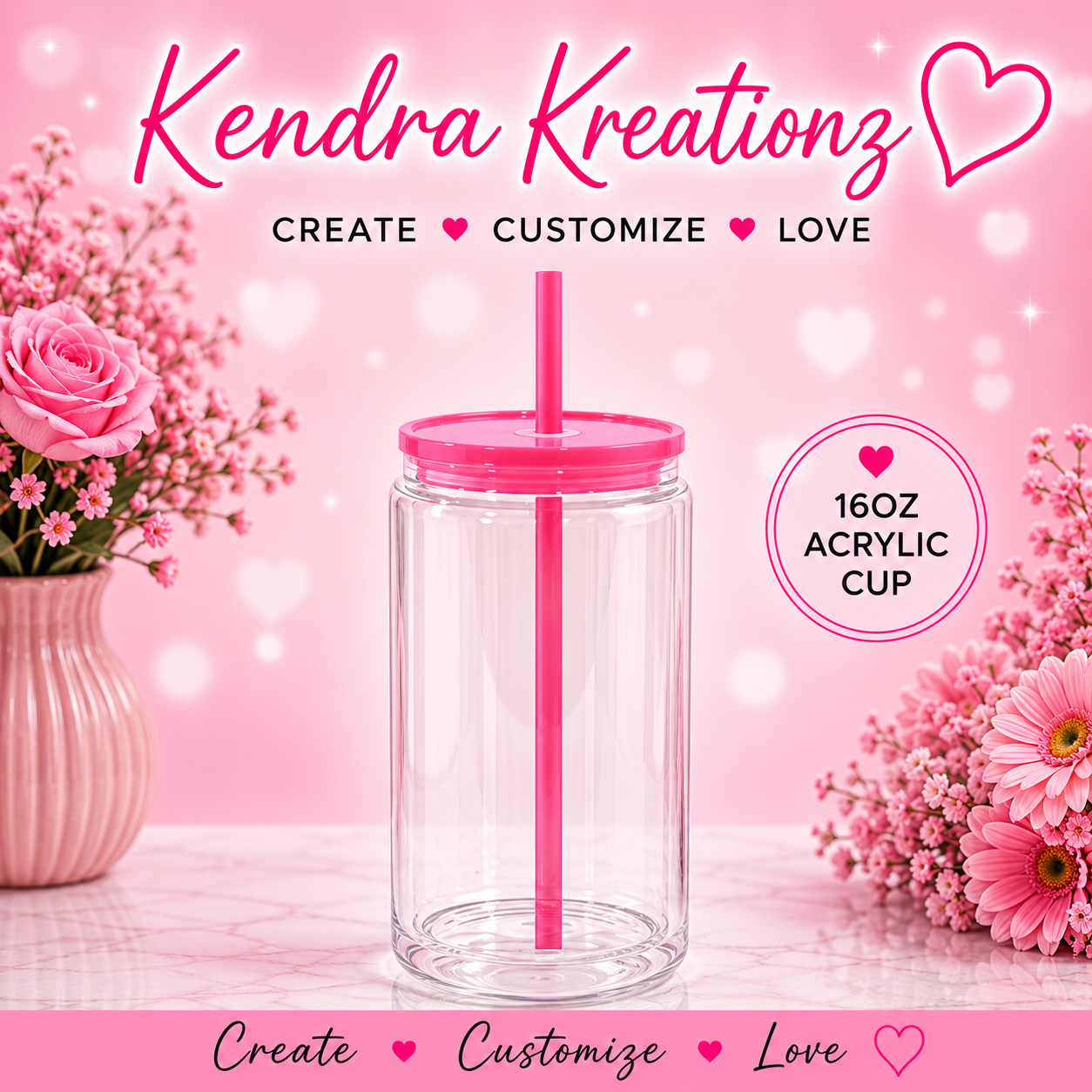 16oz Acrylic plastic Snow Globe Cup w/ Colored Lids
