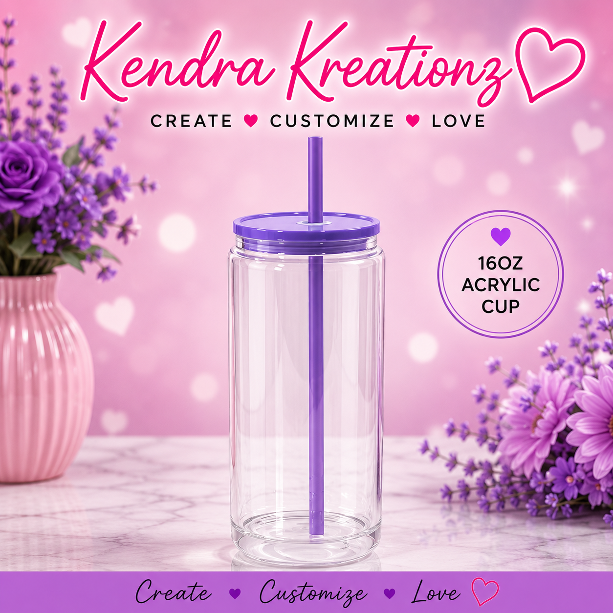 16oz Acrylic plastic Snow Globe Cup w/ Colored Lids