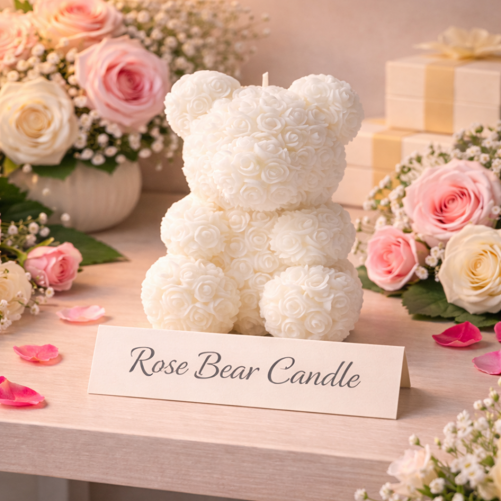 Rose Bear Candle