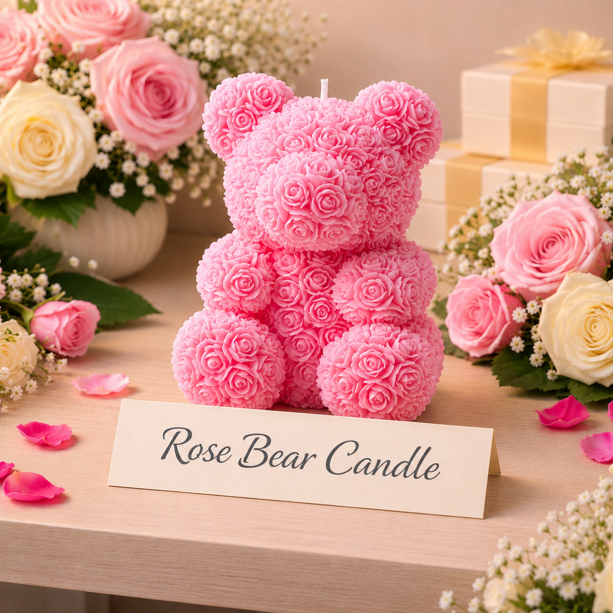 Rose Bear Candle