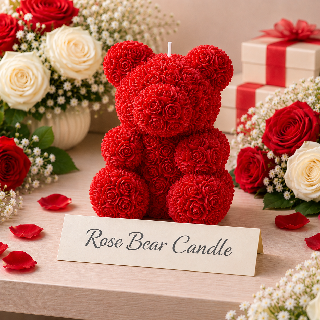 Rose Bear Candle
