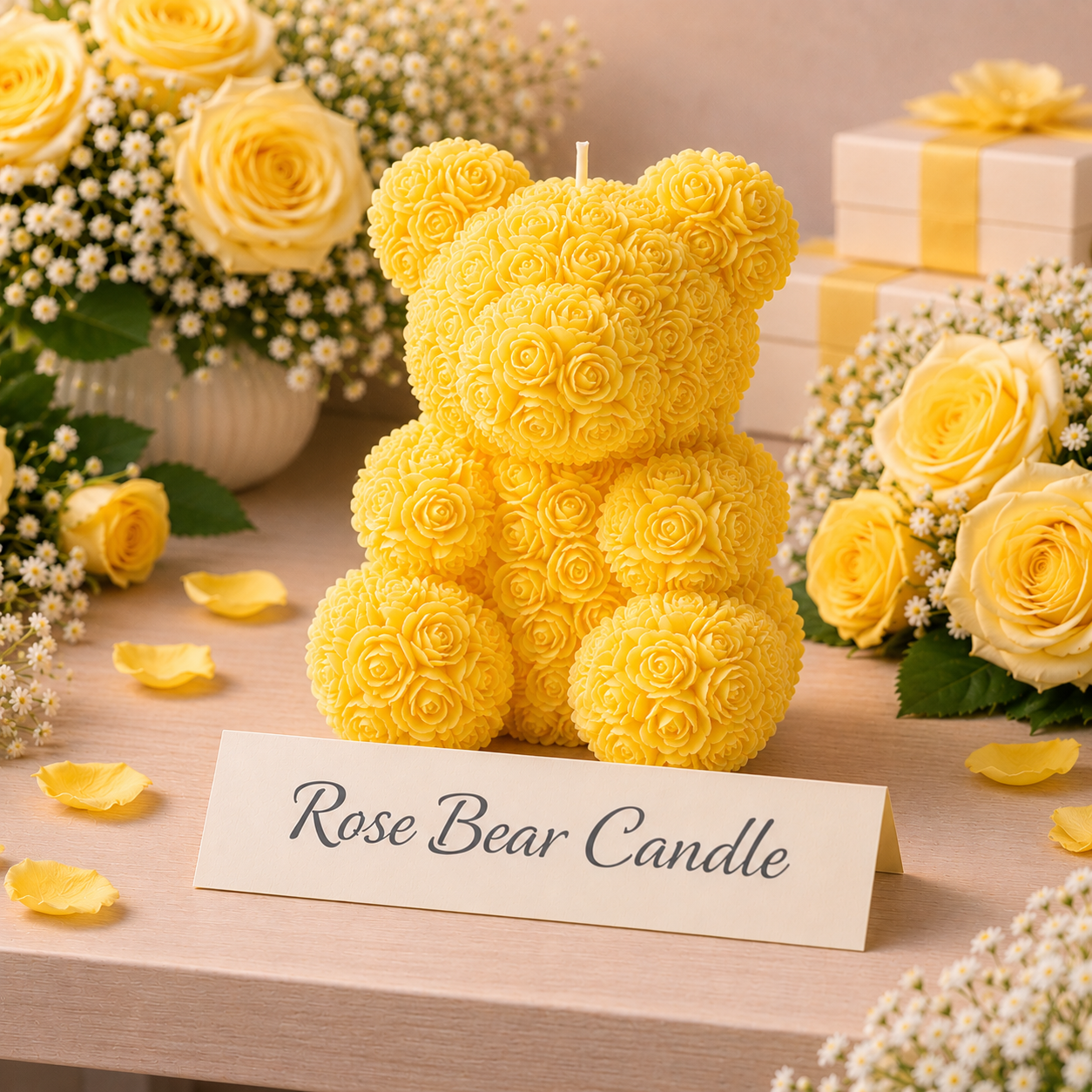 Rose Bear Candle